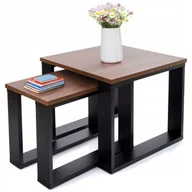 Ławy i stoliki kawowe - Stolik Kawowy Kwadratowy Zestaw Stolików Stoliki Loft Craft Do Salonu 2W1 - miniaturka - grafika 1