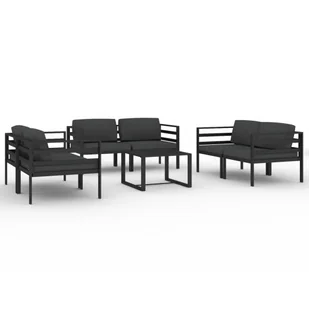7-cz. zestaw mebli ogrodowych, poduszki, aluminium, antracyt - Meble ogrodowe - miniaturka - grafika 1