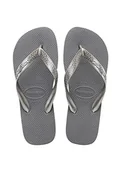 Klapki i japonki damskie - Havaianas Damskie japonki Top Tiras, srebrny - STEEL GREY - 25/26 EU - miniaturka - grafika 1