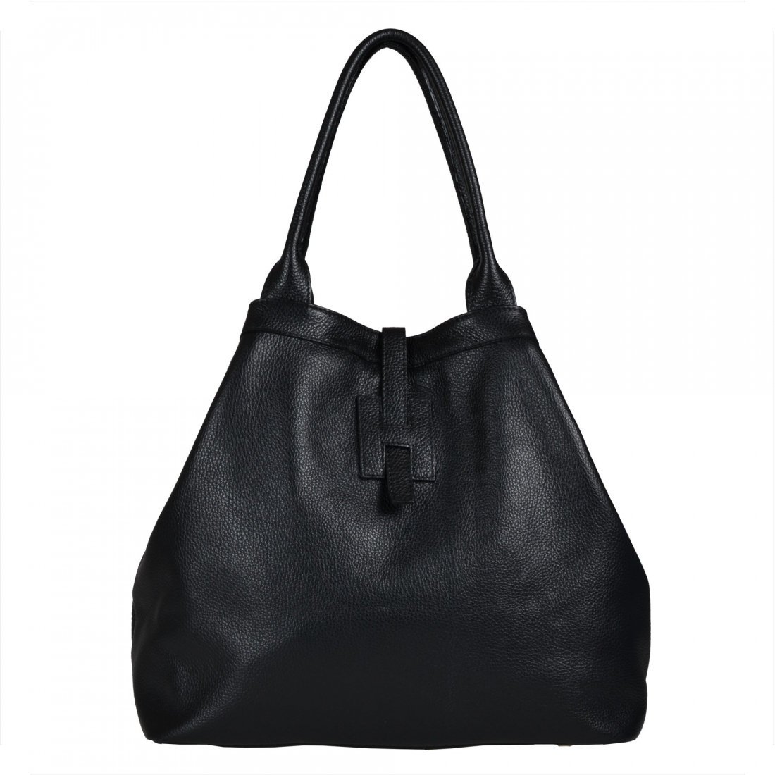 Torba shopper czarna pojemna skórzana XL