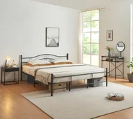Łóżka - Łóżko metalowe 180x200cm czarne Rama łóżka łóżko podwójne + stelaż listwowy [en.casa] - miniaturka - grafika 1