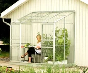 Szklarnie ogrodowe - VITAVIA szklarnia przyścienna IDA 3300, srebrna - (3,3 m2; 1,3 x 2,57 m) + baza - miniaturka - grafika 1