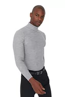 Bluzy męskie - Trendyol Męska bluza z golfem, gładka, wąska bluza, szara, XXL, Szary - miniaturka - grafika 1