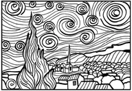 Kolorowanki, wyklejanki - Painting Velvet Kolorowanka welwetowa, Van Gogh gwiaździsta noc - miniaturka - grafika 1