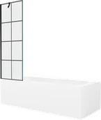 Wanny - Mexen Vega wanna prostokątna 150 x 70 cm z obudową i parawanem 1-skrzydłowym 60 cm, czarny wzór - 550115070X9506007077 - miniaturka - grafika 1