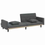 Sofy i kanapy - vidaXL Rozkładana kanapa z poduszkami, ciemnoszara, obita tkaniną - miniaturka - grafika 1