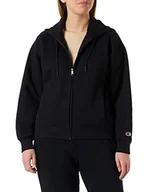 Bluzy damskie - Champion Damska bluza z kapturem Rochester 1919, z logo Full Zip, czarna, L, czarny, L - miniaturka - grafika 1