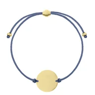 Bransolety męskie - Sznurkowa regulowana bransoletka z medalionem do grawerowania złota stal Granatowa - Manoki - miniaturka - grafika 1