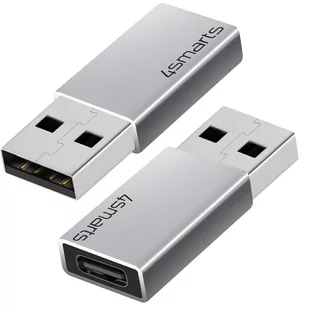4smarts Adapter USB na USB C, ladowanie i przesylanie 5 GB/s, 2 sztuki — srebrny - Adaptery i przejściówki - miniaturka - grafika 1
