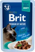 Mokra karma dla kotów - BRIT PREMIUM CAT Beef Gravy Fillets Adult - wołowina w sosie 85g (saszetka) - miniaturka - grafika 1