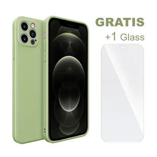 SOONTEC etui ochronne (zielone) do Apple iPhone 12 Pro, ochronne etui TPU + 1 osłona ekranu ze szkła pancernego, FULL COVER GLASS - Etui i futerały do telefonów - miniaturka - grafika 1
