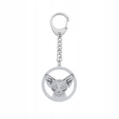 Breloki - Srebrny Brelok do kluczy z Kotem Devon Rex 925 Biżuteria Prezent GRAWER - miniaturka - grafika 1