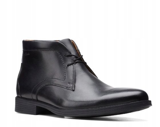 CLARKS CZARNE SKÓRZANE PÓŁBUTY MĘSKIE MIGDAŁOWY NOSEK ELEGANCKIE 40 1J6C