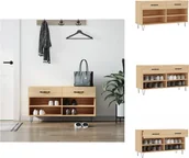 Szafki na buty - vidaXL Ławka na buty dąb sonoma 102x35x55 cm materiał drewnopochodny - Stojaki i szafki na buty - miniaturka - grafika 1