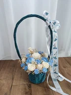 Świece - Bukiet świec kosz wiklinowy Niebieski flower box świec sojowych - miniaturka - grafika 1