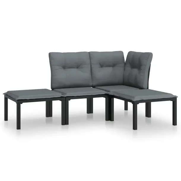 Modułowy zestaw wypoczynkowy do ogrodu czarny, wymiary: 62 x 62 x 68 cm