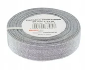 Pasmanteria - BREWIS Wstążka dekoracyjna brokatowa 25mm srebrna Brewis WB25-2 - miniaturka - grafika 1