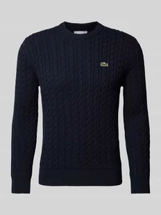 Sweter z dzianiny z detalem z logo - Swetry męskie - miniaturka - grafika 1