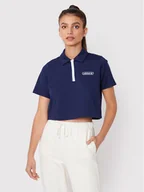 Koszulki i topy damskie - adidas Polo Crop HL6572 Granatowy Relaxed Fit - miniaturka - grafika 1