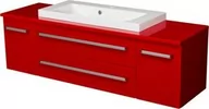 Szafki łazienkowe - Szafka łazienkowa czerwona 140cm FOKUS z blatem i umywalką - miniaturka - grafika 1