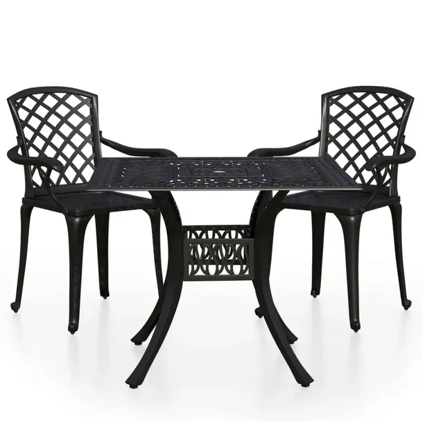 Zestaw Bistro z Odlewanego Aluminium, Krzesła 61x60x93cm, Stół 90x90x73c