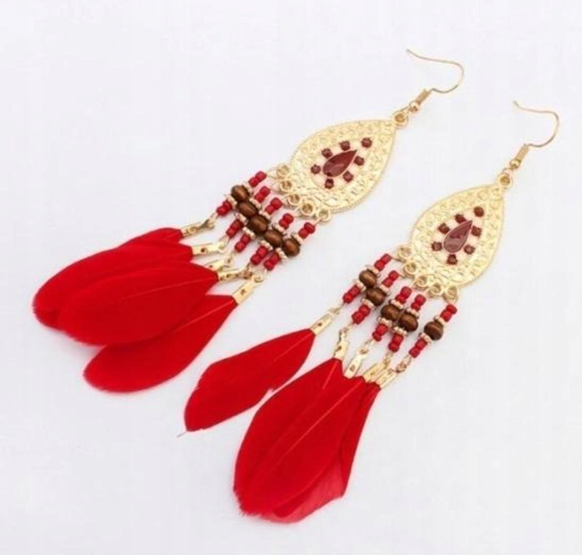 KOLCZYKI ZWISAJĄCE BOHO DŁUGIE PIÓRA! POLECAM!