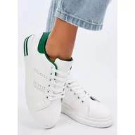 Trampki damskie - Sneakersy na koturnie Maes Green białe - miniaturka - grafika 1