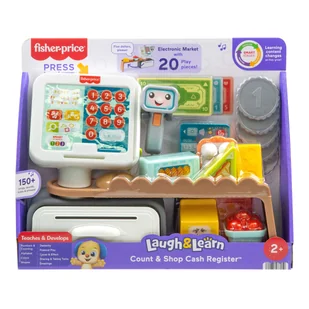 Fisher-Price „Ucz się i śmiej“ Sklepik - Kasa fiskalna „Kupuj i skanuj” Zabawka interaktywna (POL/ENG/CZ/SL/HU) - Zabawki interaktywne dla dzieci - miniaturka - grafika 1