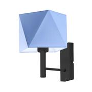 Lampy ścienne - Lysne Kinkiet MEDAN stelaż czarny abażur niebieski 8890943 - miniaturka - grafika 1