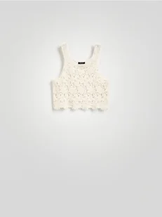 Reserved - Krótki ażurowy top - beżowy - Swetry damskie - miniaturka - grafika 1