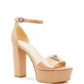 Sandały damskie - Guess Skórzane sandały na słupku - miniaturka - grafika 1