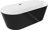 Wanny - Mexen Luna wanna wolnostojąca 180 x 80 cm, biała/czarna, przelew gun gray szczotkowany - 52031808075-66 - miniaturka - grafika 1
