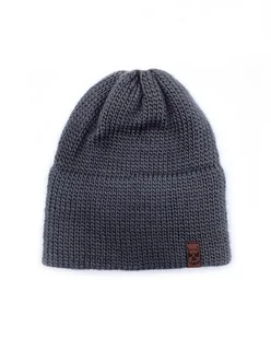 Ciemnoszara czapka merino bez pompona - Czapki damskie - miniaturka - grafika 1