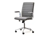 Fotele i krzesła biurowe - Wygodny Fotel Biurowy Z Ekoskóry Cruz Szary Na Nodze Chrom - miniaturka - grafika 1