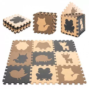 Puzzle piankowe mata dla dzieci 9el. beż-brąz-czarny 85cm x 85cm x 1cm - Maty piankowe - miniaturka - grafika 1