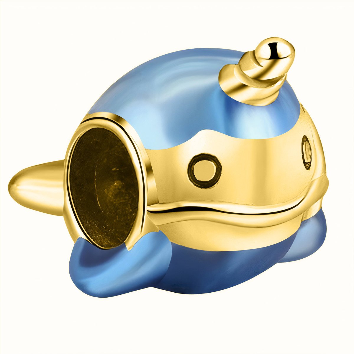 Złoty Charms Niebieski Wieloryb Morze Beads z Wielorybem SREBRO 925