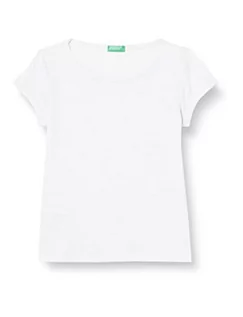 Koszulki dla dziewczynek - United Colors of Benetton Koszulka dziewczęca z krótkim rękawem, Bianco 101, 170 cm - grafika 1
