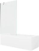 Wanny - Mexen Cubik wanna prostokątna 160 x 70 cm z obudową i parawanem 1-skrzydłowym 100 cm, transparent, chrom - 550316070X9510000001 - miniaturka - grafika 1
