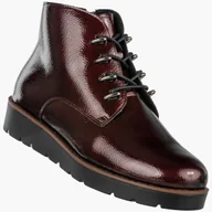 Botki damskie - Botki Damskie Buty Trzewiki Ocieplane Na Zimę Bordowe Potocki 25-19360BDP 39 Bordowy - miniaturka - grafika 1