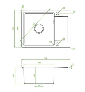 Laveo Marmara Zlewozmywak stalowy jednokomorowy 57x44 cm inox SAM013T - Zlewozmywaki - miniaturka - grafika 1