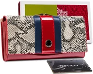 Portfele - Skórzany damski portfel Peterson duży na zatrzask portmonetka na karty i gotówkę, czerwony - miniaturka - grafika 1