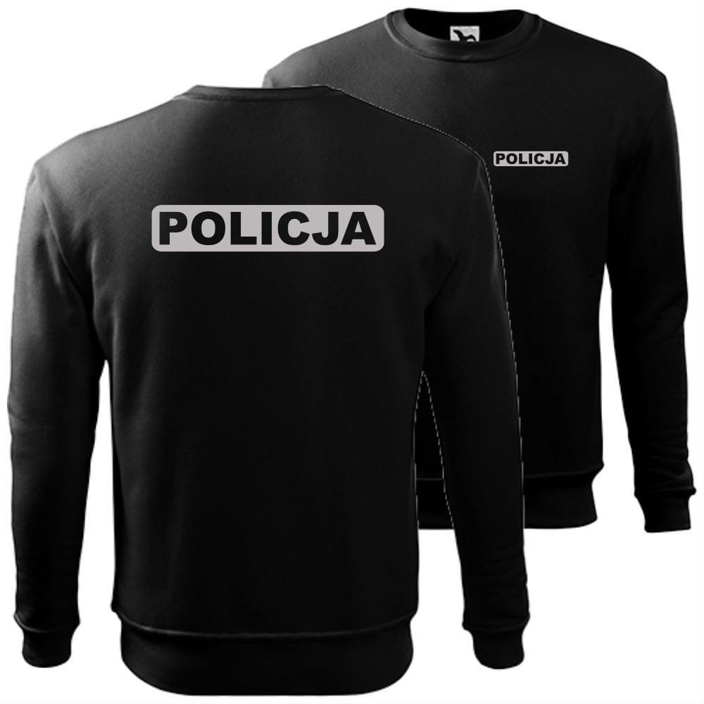 męska bluza klasyczna z odblaskowym nadrukiem - policja 02