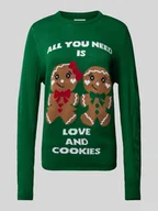 Swetry damskie - Sweter świąteczny o kroju regular fit z motywem pierniczków model ‘XMAS GINGERBREAD’ - miniaturka - grafika 1