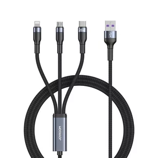 Joyroom 3w1 kabel USB - USB Typ C / micro USB / Lightning 66W 6A 1,2m czarny (S-1260G5) S-1260G5 - Kable USB - miniaturka - grafika 1