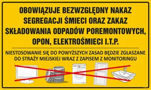 Tablica NAKAZ SORTOWANIA, ŚMIETNIKI, SEGREGACJA ŚMIECI PCV3mm 36x60CM - Akcesoria BHP - miniaturka - grafika 1