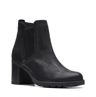 Clarks Leda Up [black suede] - rozmiar 40 - Botki damskie - miniaturka - grafika 1