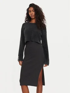 Morgan Sukienka dzianinowa 242-RMONA Szary Slim Fit - Sukienki - miniaturka - grafika 1
