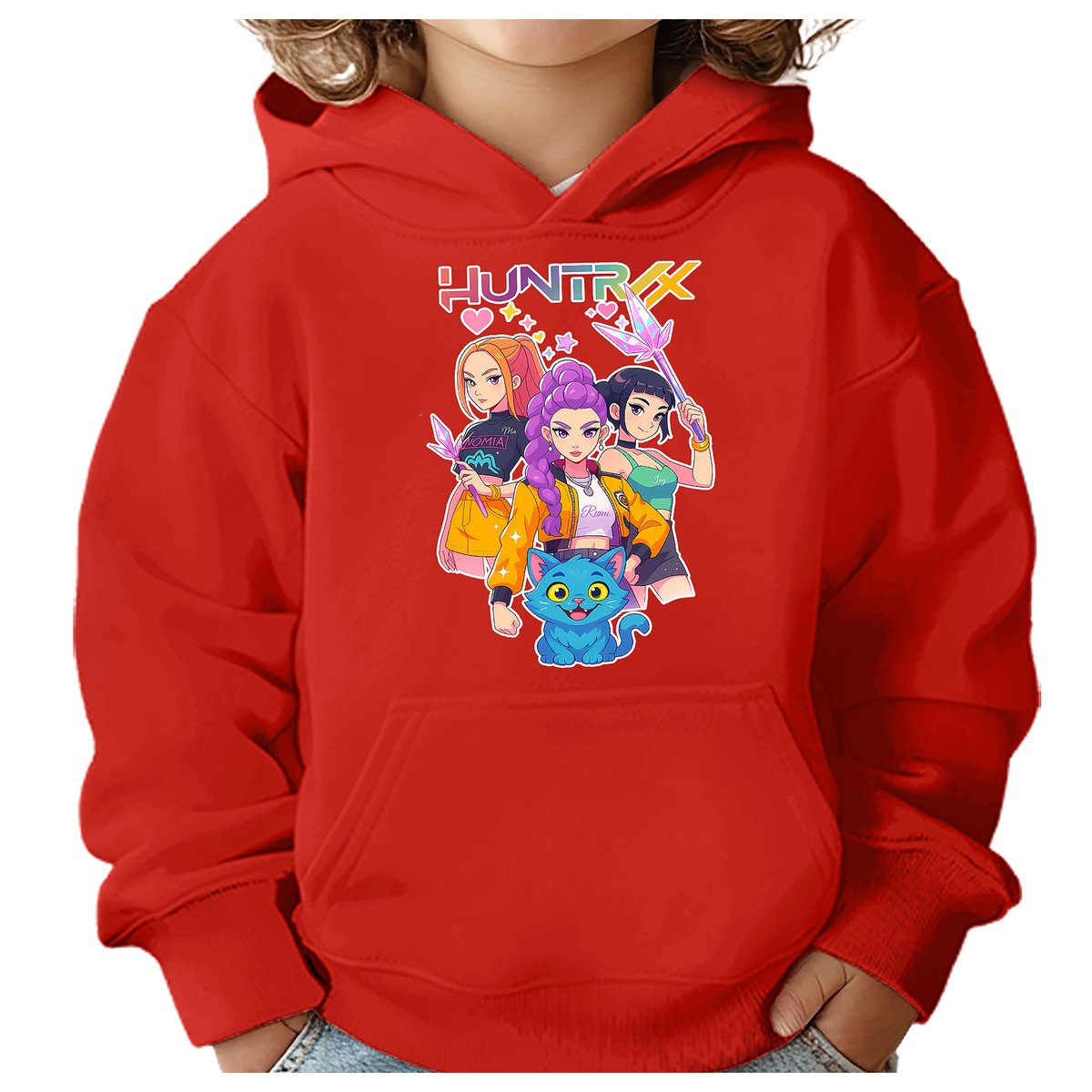 BLUZA DZIECIĘCA K-POPOWE ŁOWCZYNIE DEMONÓW HUNTRIX 146-152 Z KAPTUREM