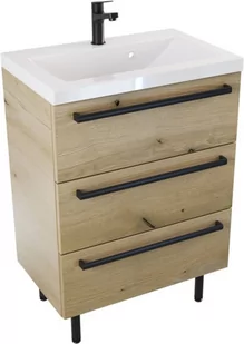 Szafka z umywalką ATHOS stojąca 60 cm  - Uchwyt Czarny Mat - Szafki łazienkowe - miniaturka - grafika 1