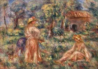 Plakaty - Galeria Plakatu, Plakat, Girls in a Landscape, Pierre-Auguste Renoir, 70x50 cm - miniaturka - grafika 1